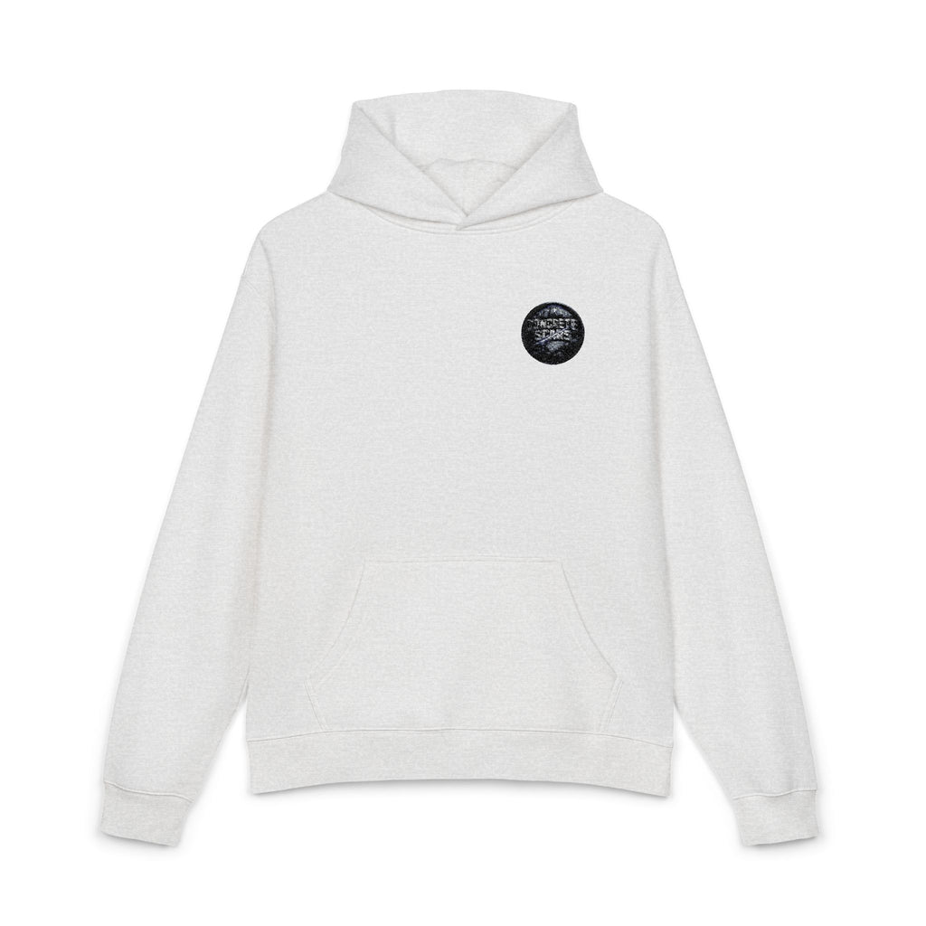 Relaxed Hoodie — Minimal Black & White Moon Emblem Hoodie