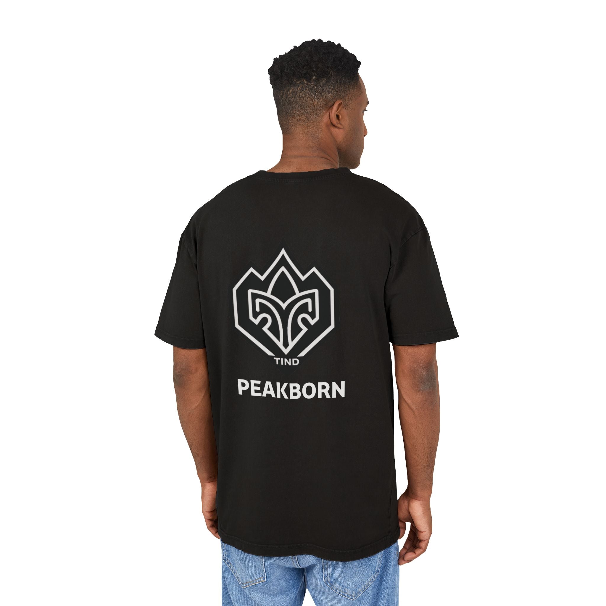 Peakborn Mountain Logo Tee — Acid Wash Oversized T-Shirt
